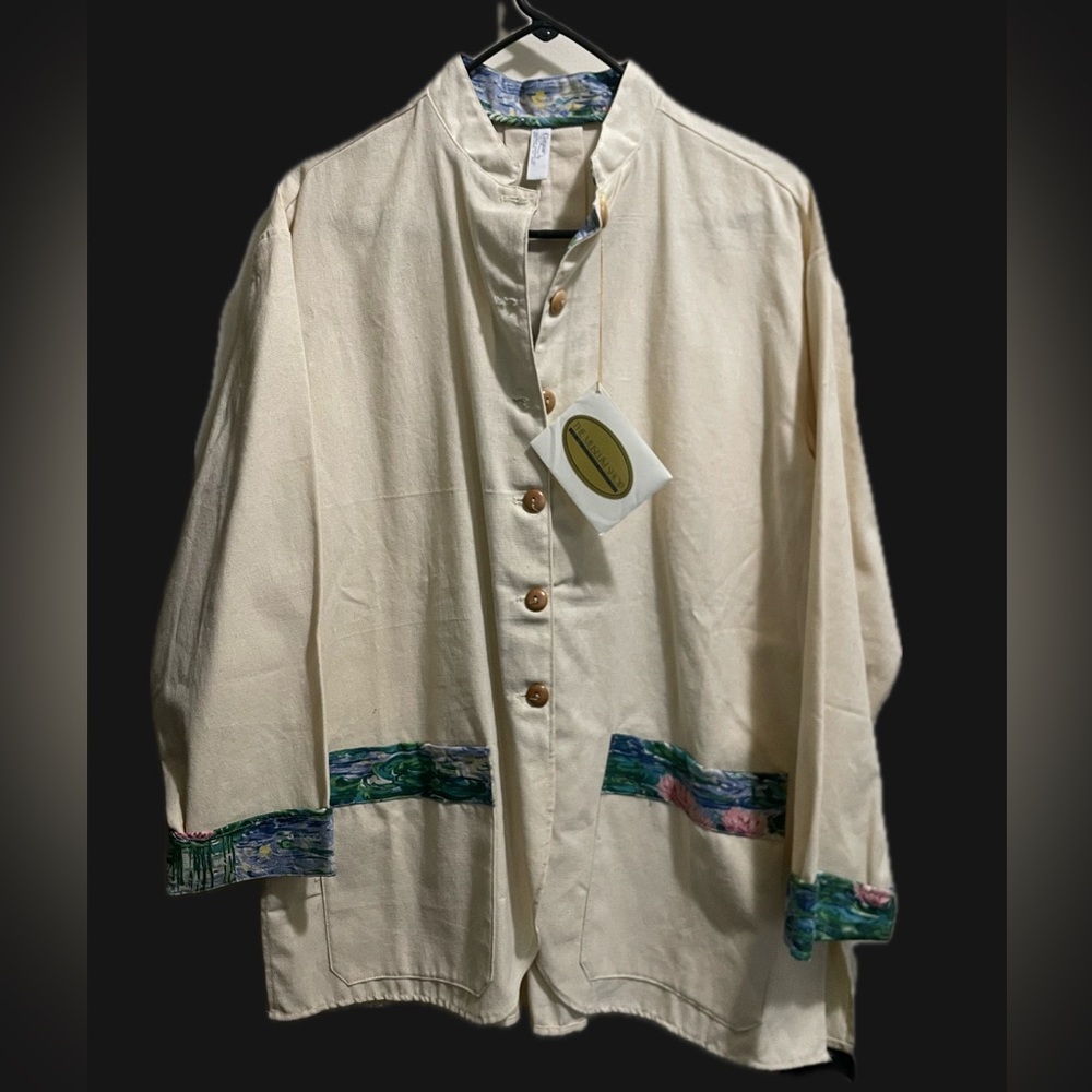 H. George Caspari Claude Monet Water Lilies Button-Up Artist Jacket 100% Cotton